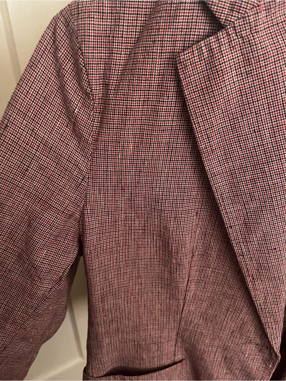 Red check Linen-Blend Suit Jacket & Trousers